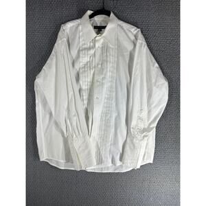 Joseph & Feiss White Tuxedo Dress Shirt Pleated French Cuff Size 17 32/33